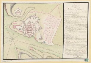 PLAN // der // Festung S.- Phillipp // Und derselben Gegend beim Eingang des Haafens Mahon // auf die der Insel Minorca Gelegen, und durch Herrn Mar-//chall Herzog Von Richelieu nach Franckreich ubersendet // den 24. Maÿ 1756 - BSB Cod.icon. 180 uak