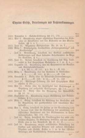 Einzelne Gesetze, Verordnungen und Rechtsbestimmungen