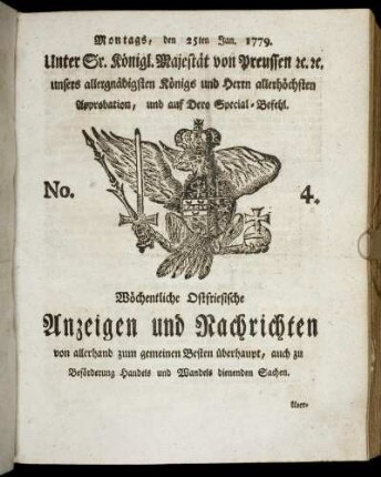 No. 4. Montags, den 25ten Jan. 1779.