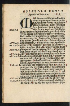 Epistola Pauli Apostoli ad Hebraeos.