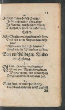 Von unschüldigen Kindelein Historia.