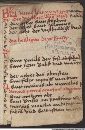 Kalender. Ablässe zu Rom. Johannes von Indersdorf. Spruchsammlungen. Kurztexte - BSB Cgm 4657