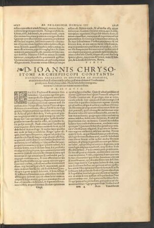 D. Ioannis Chrysostomi ... Enarratio In Epistolam Ad Hebraeos ...
