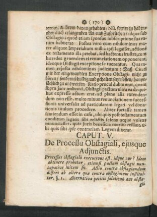 Caput. V. De Processu Obstagiali, eiusque Adiunctis