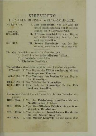 Einteilung der allgemeinen Weltgeschichte