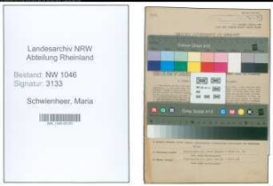 Entnazifizierung Maria Schwienheer , geb. 26.11.1893 (Betriebsinhaberin)