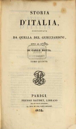 Storia d'Italia, continuata da quella del Guicciardini, sino al 1789, 5