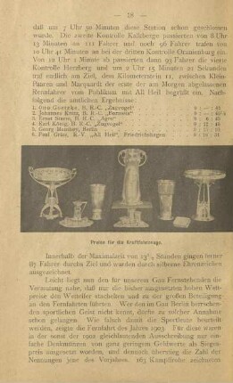 Preise für die Kraftfahrzeuge