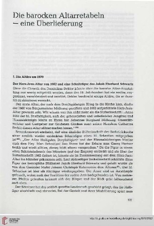Die barocken Altarretabeln - eine Überlieferung