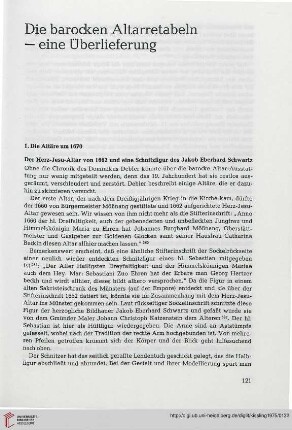 Die barocken Altarretabeln - eine Überlieferung