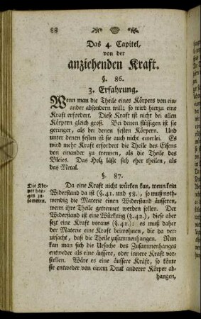 Das 4. Capitel, von der anziehenden Kraft.