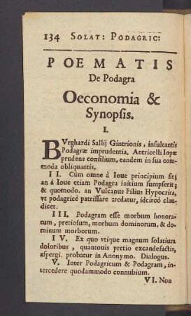 Poematis de Podagra Oeconomia & Synopsis.