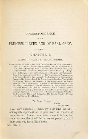 Correspondence of Princess Dorothea Lieven and Earl Grey : Edited and translated by Guy Le Strange, 1