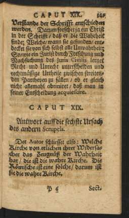 Caput XIX. Antwort auf die sechste Ursach des andern Scrupels.