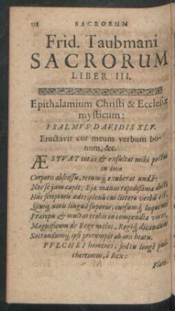 Frid. Taubmani Sacrorum Liber III.
