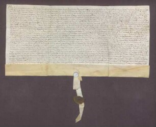 Hans Göller, Schultheiß, und genannte Mitglieder des Gerichts zu Östringen beurkunden eine Gültverschreibung des Hans Zimmermann d. Ä. über 20 Gulden gegenüber Wilhelm Rehm, Generalkollektor des Bistums Speyer.
