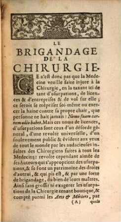 Le Brigandage De La Chirurgie