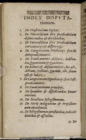Index Disputationum.
