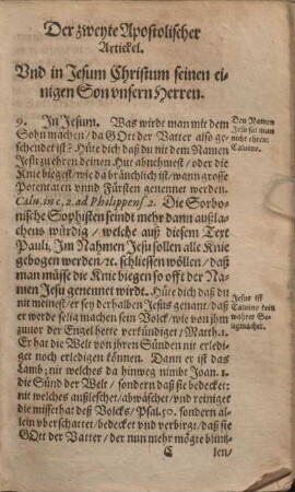 Der zweyte Apostolischer Artickel. Vnd in Jesum Christum seinen einigen Son vnsern Herren.