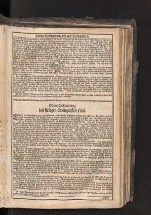 Lebens-Beschreibung des heiligen Evangelisten Lucä.