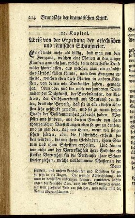25. Kapitel. Abriß von der Erziehung der griechischen und römischen Schauspieler.