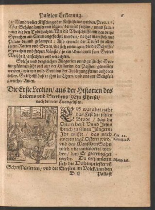 Die erste Lection/ aus der Historien des Leidens und Sterbens Jesu Christi/ nach den vier Evangelisten.