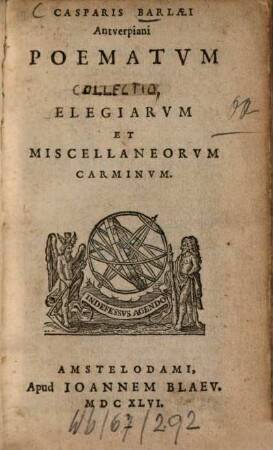 Poematum collectio, elegiarum et miscellaneorum carminum