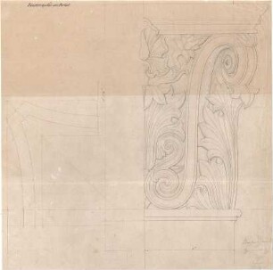 Gärtner, Friedrich von; Aschaffenburg; Pompejanisches Haus (Pompejanum) - Portal - Pilasterkapitell (Teilgrundriss, Teilansicht)