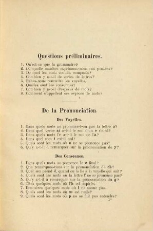 Petit Questionnaire sur la grammaire française par J. Bauer et Th. Link
