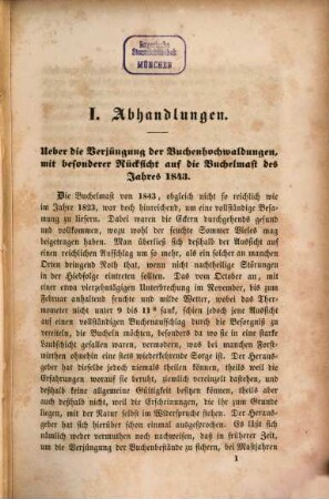 Beiträge zur praktischen Forst- und Jagdwissenschaft : Eine Zeitschr. in zwanglosen Heften, 1,1