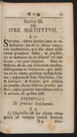 Sectio III. De Iure Servitutum