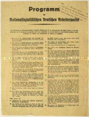 Flugblatt mit dem politischen Programm der NSDAP und Aufruf zu einer Kundgebung am 24. Februar 1932 in Berlin