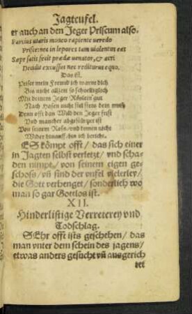 XII. Hinderlistige Verreterey und Todschlag.