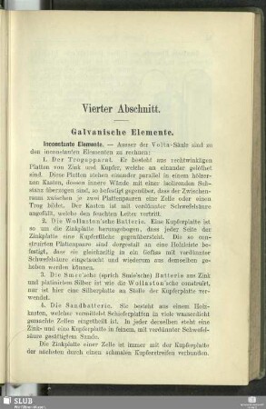 Vierter Abschnitt. Galvanische Elemente
