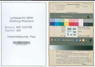 Entnazifizierung Paul Vossmerbaeumer , geb. 10.03.1894 (Oberinspektor)