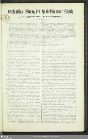 Oeffentliche Sitzung der Handelskammer zu Leipzig am 4. Dezember 1903, 6 Uhr nachmittags