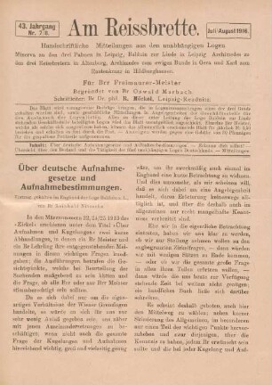 Nr. 7/8. Juli/August 1916.