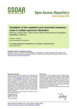 Validation of the repetitive and restricted behaviour scale in autism spectrum disorders