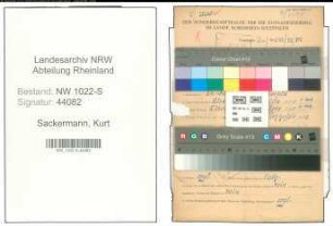 Entnazifizierung Kurt Sackermann , geb. 20.07.1906 (Fleischer)