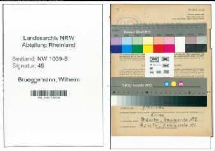 Entnazifizierung Wilhelm Brueggemann , geb. 23.05.1883 (Uhrmacher)