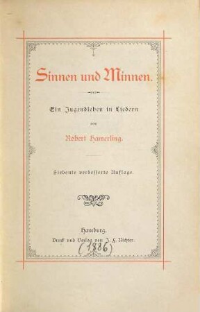 Sinnen und Minnen : ein Jugendleben in Liedern