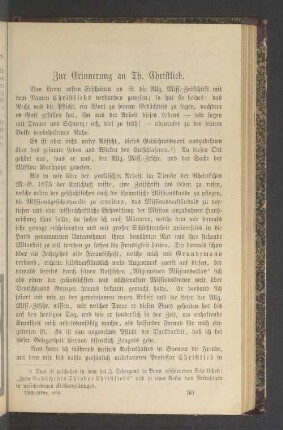 Zur Erinnerung an Th. Christlieb