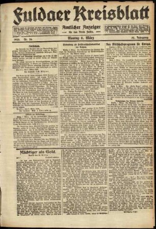 Ausgabe vom Montag, den 08. März 1920.