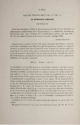 Nota sul teorema della pag. 21 (Vol. V) delle Scuole Pie.