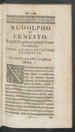 Rudolpho Et Ernesto, Regi & Regnis exoptatiss. Fratribus Austriacis