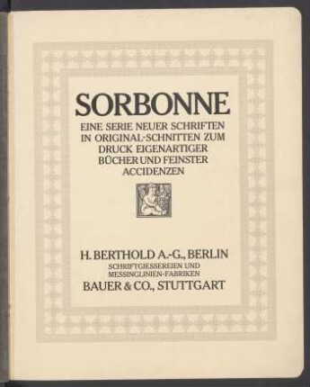 Sorbonne : eine Serie neuer Schriften in Original-Schnitten zum Druck eigenartiger Bücher und feinster Accidenzen