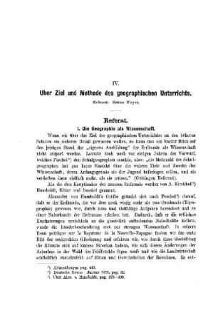 Über Ziel und Methode des geographischen Unterrichts : [Referat]