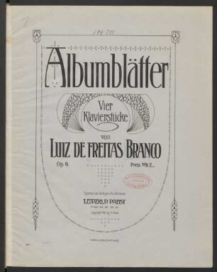 Albumblätter : vier Klavierstücke : Op. 6