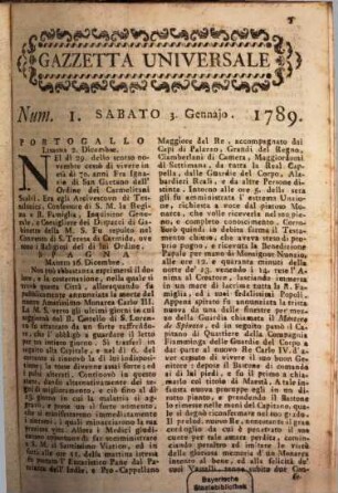 Gazzetta universale, 1789