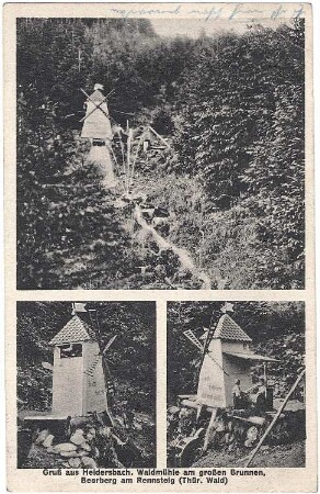 Suhl-Heidersbach. Waldmühle am großen Brunnen, Ansichtskarte